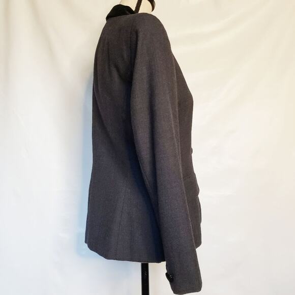 Rena Rowan Saville Wool Blazer Size 4 Velvet Collar Gray 4 Button Hour Glass - Picture 5 of 8